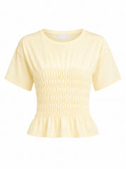 T-Shirt Gesmokt Geel