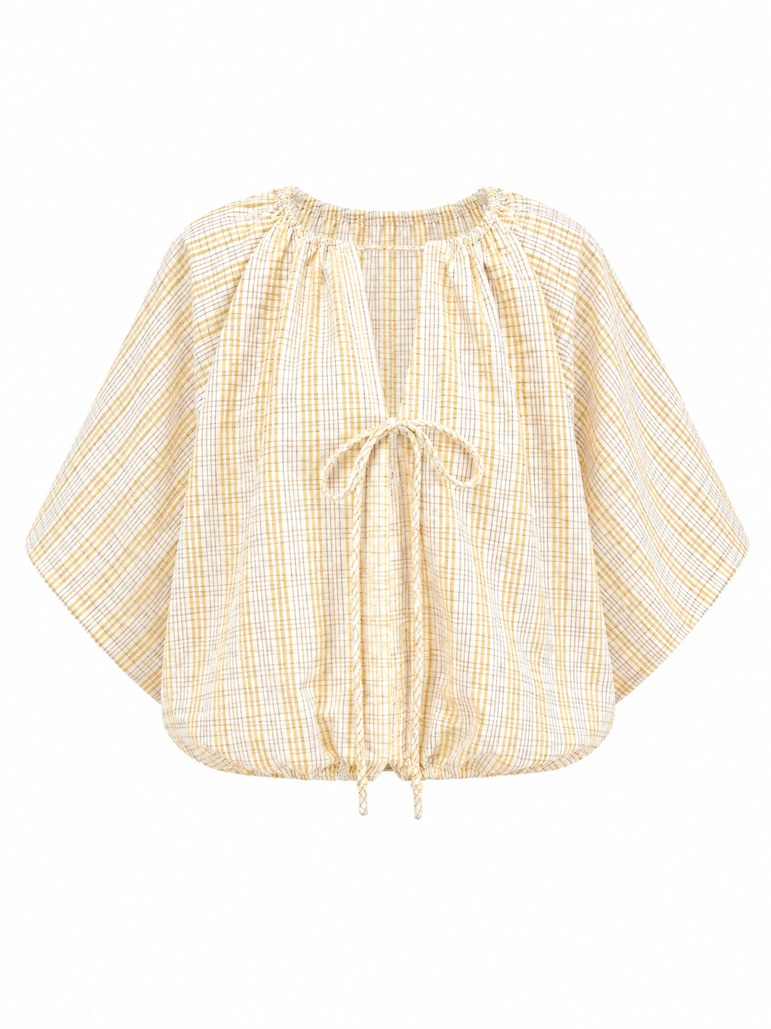Ballon Blouse Ruit Geel
