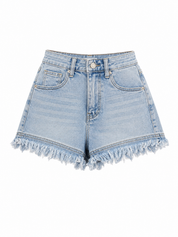 Denim Short Rafels Blauw 7393