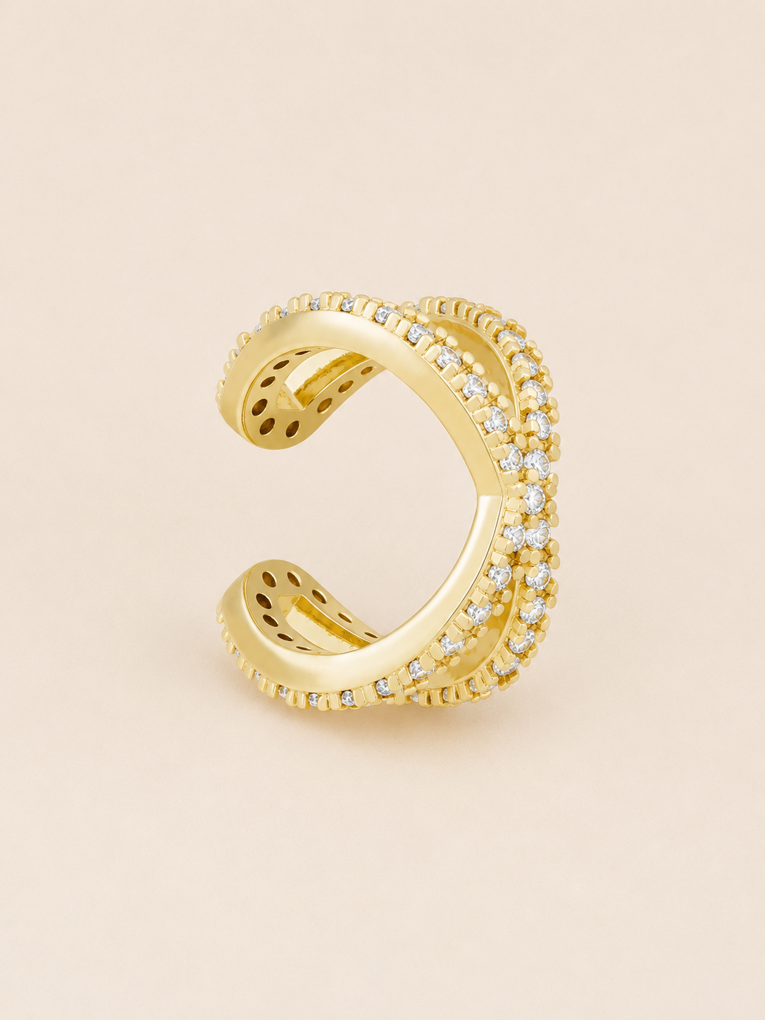Earcuff Cross Diamond Goud