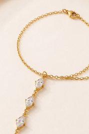 Hand Chain Ruitjes Shimmer Goud
