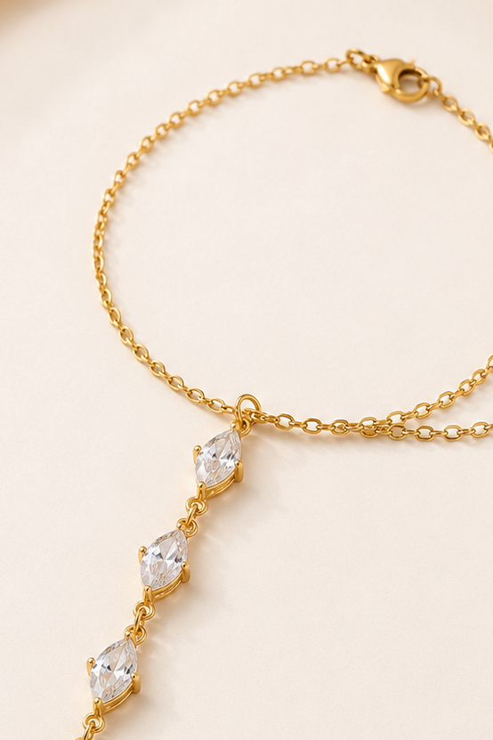 Hand Chain Ruitjes Shimmer Goud