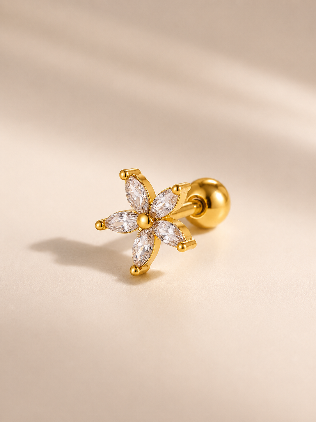 Piercing Crystal Bloem Goud