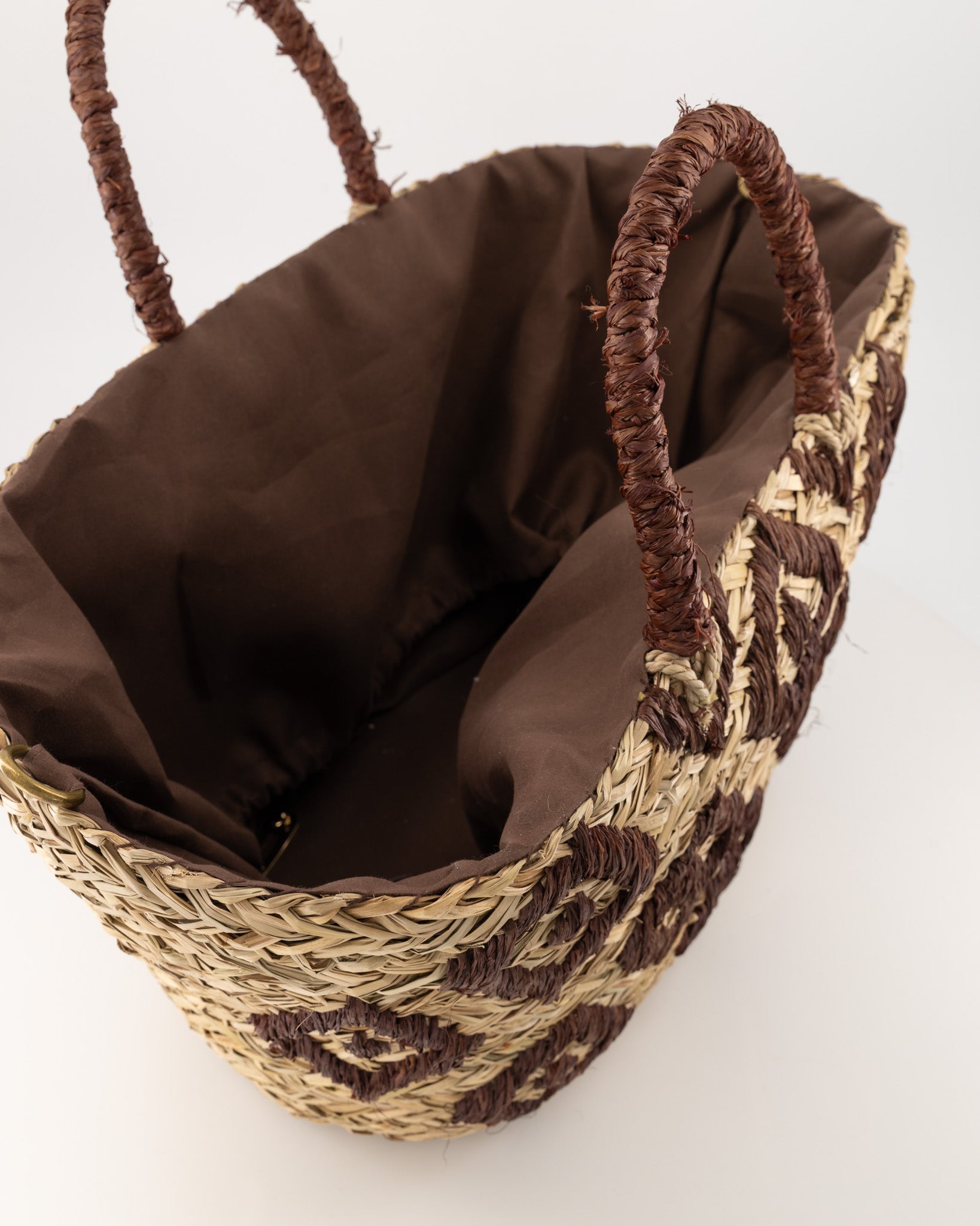 Tas Raffia Shopper Bruin
