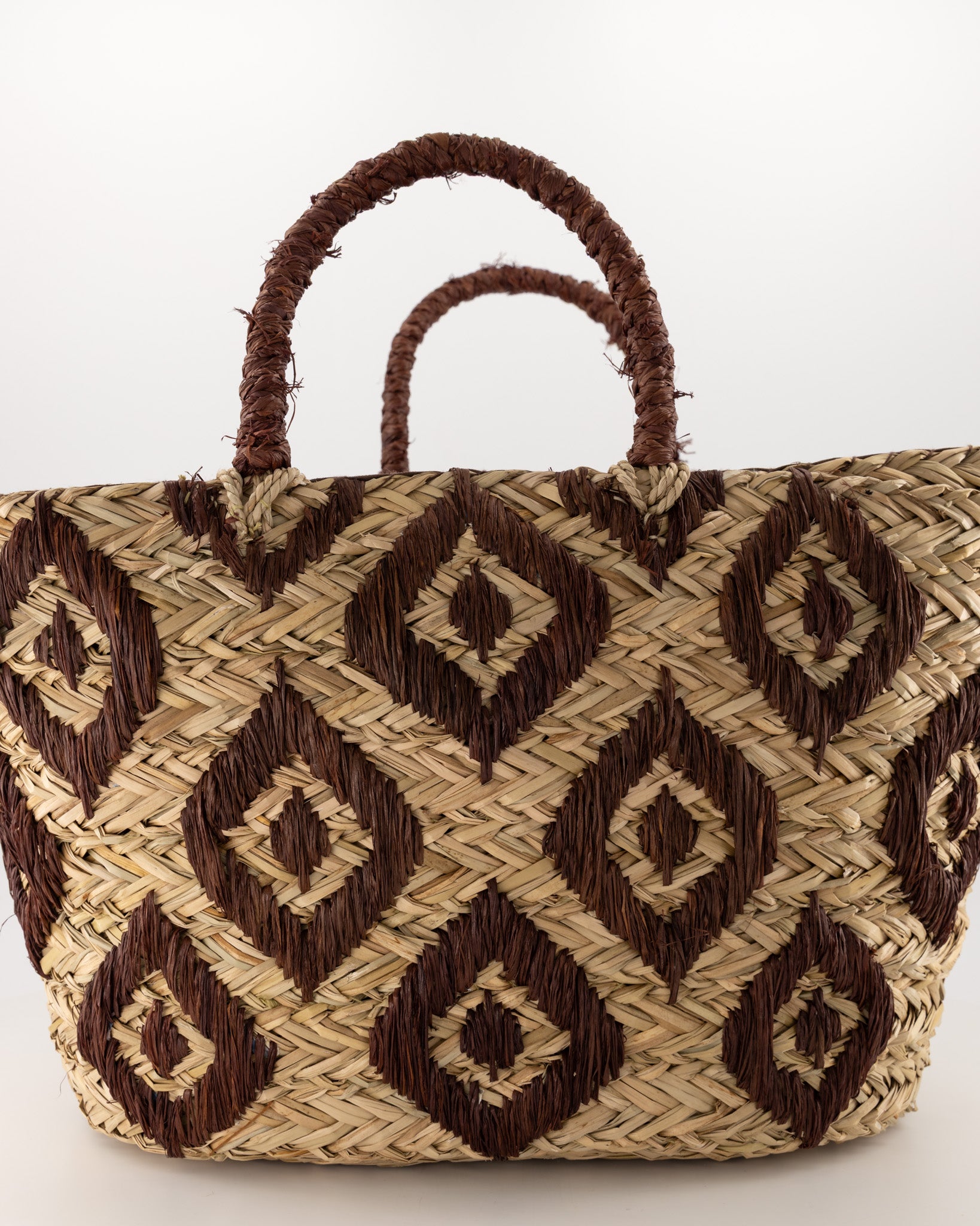 Tas Raffia Shopper Bruin