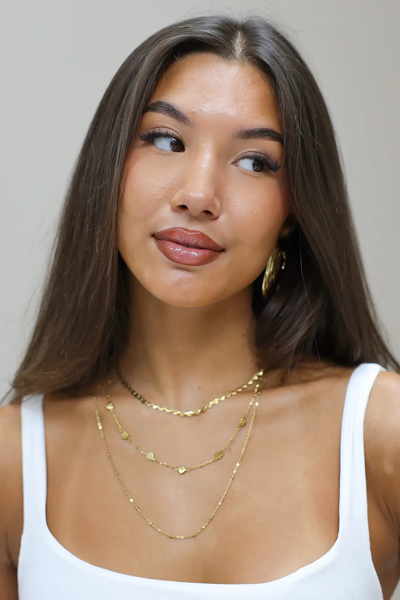 Drie laags hartjes dames ketting stainless steel waterproof Ladylike Fashion