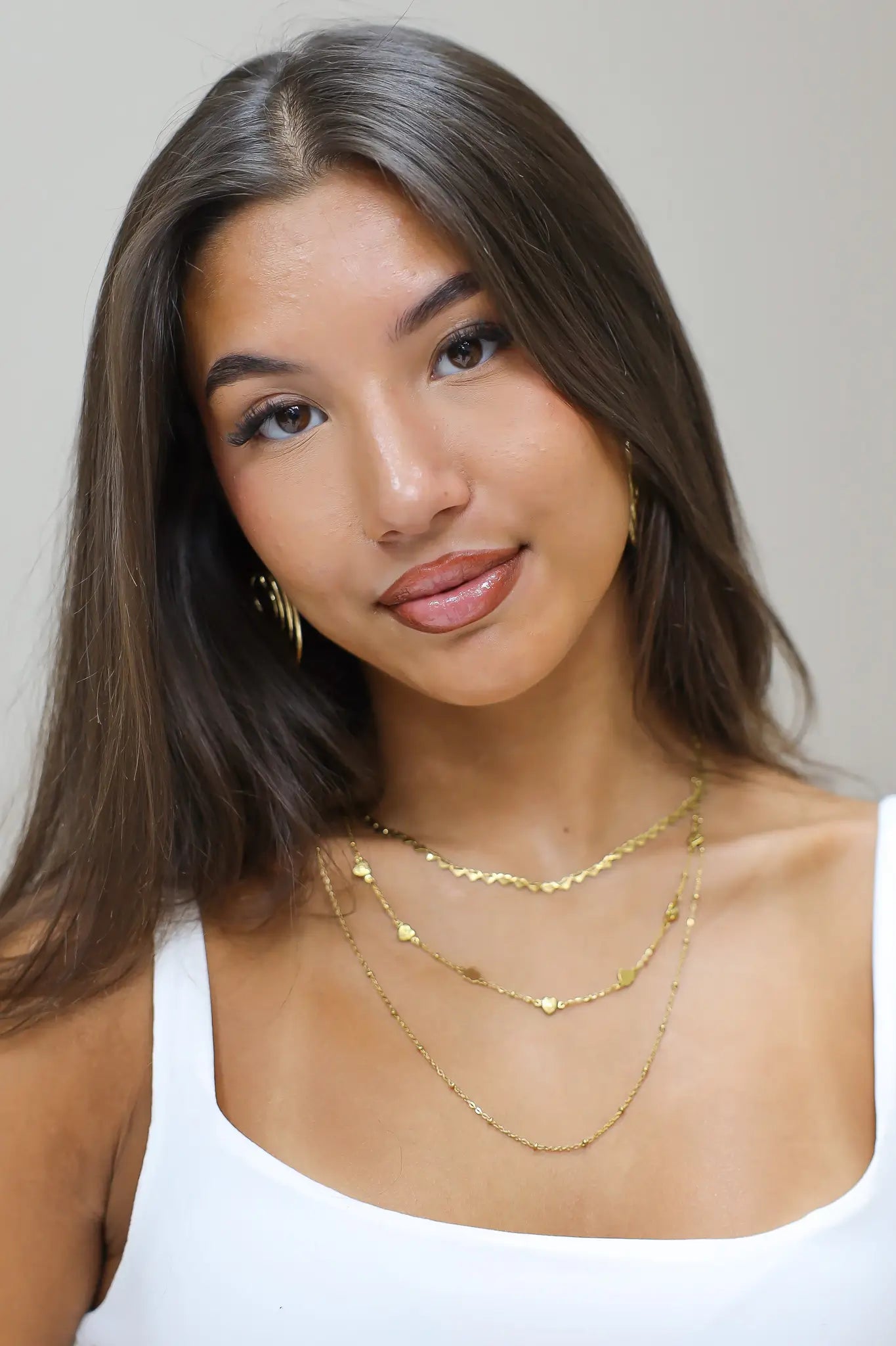 Drie laags hartjes dames ketting stainless steel waterproof Ladylike Fashion