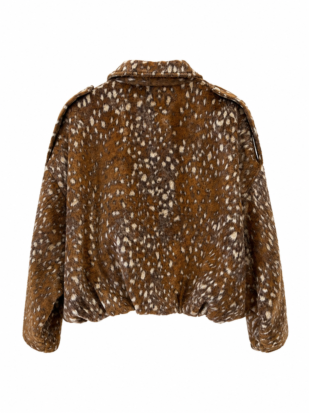 Faux Fur Jas Bambi Print Camel
