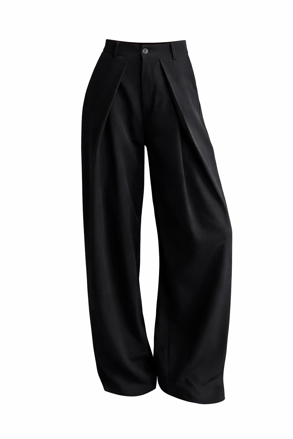 Pantalon High Waist Plooi Effect Zwart