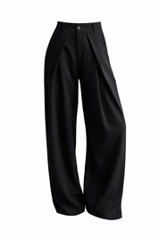Pantalon High Waist Plooi Effect Zwart