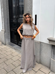 Maxi Rok Mousseline Grijs