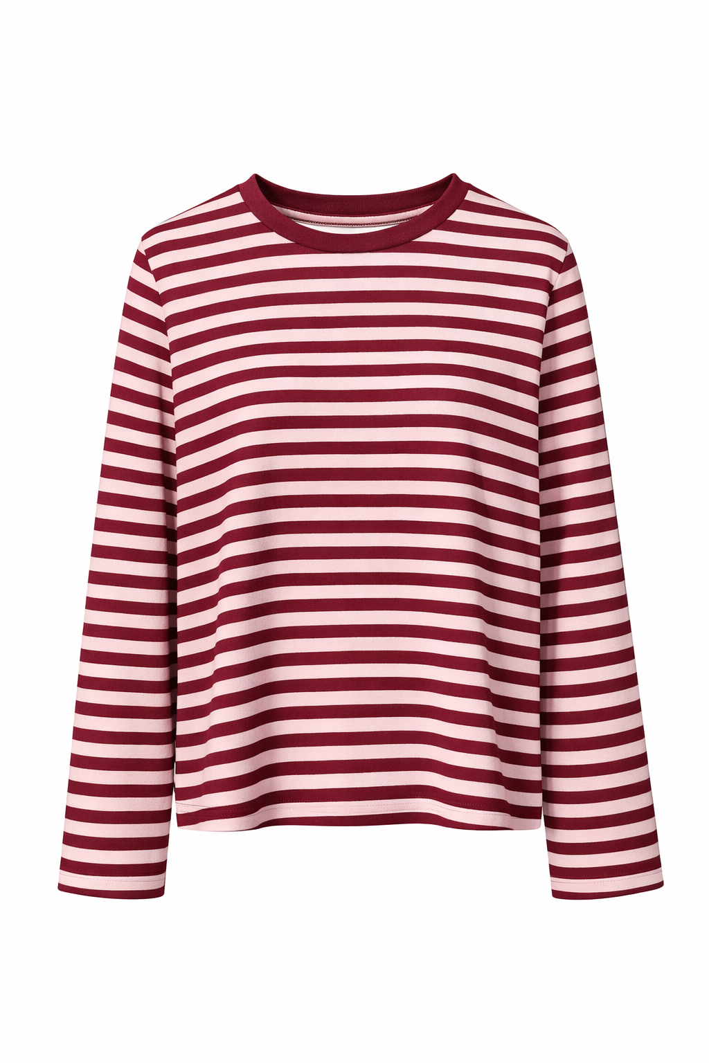 T-Shirt Lange Mouwen Strepen Bordeaux