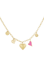 Ketting the love goud bedel ketting hartjes dames stainless steel waterproof Yehwang Ladylike Fashion