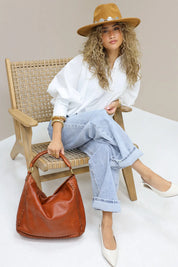 Leren boho tas bruin grote handtas crossbody tas dames Ladylike Fashion