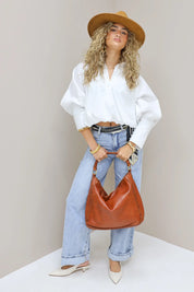 Leren boho tas bruin grote handtas crossbody tas dames Ladylike Fashion