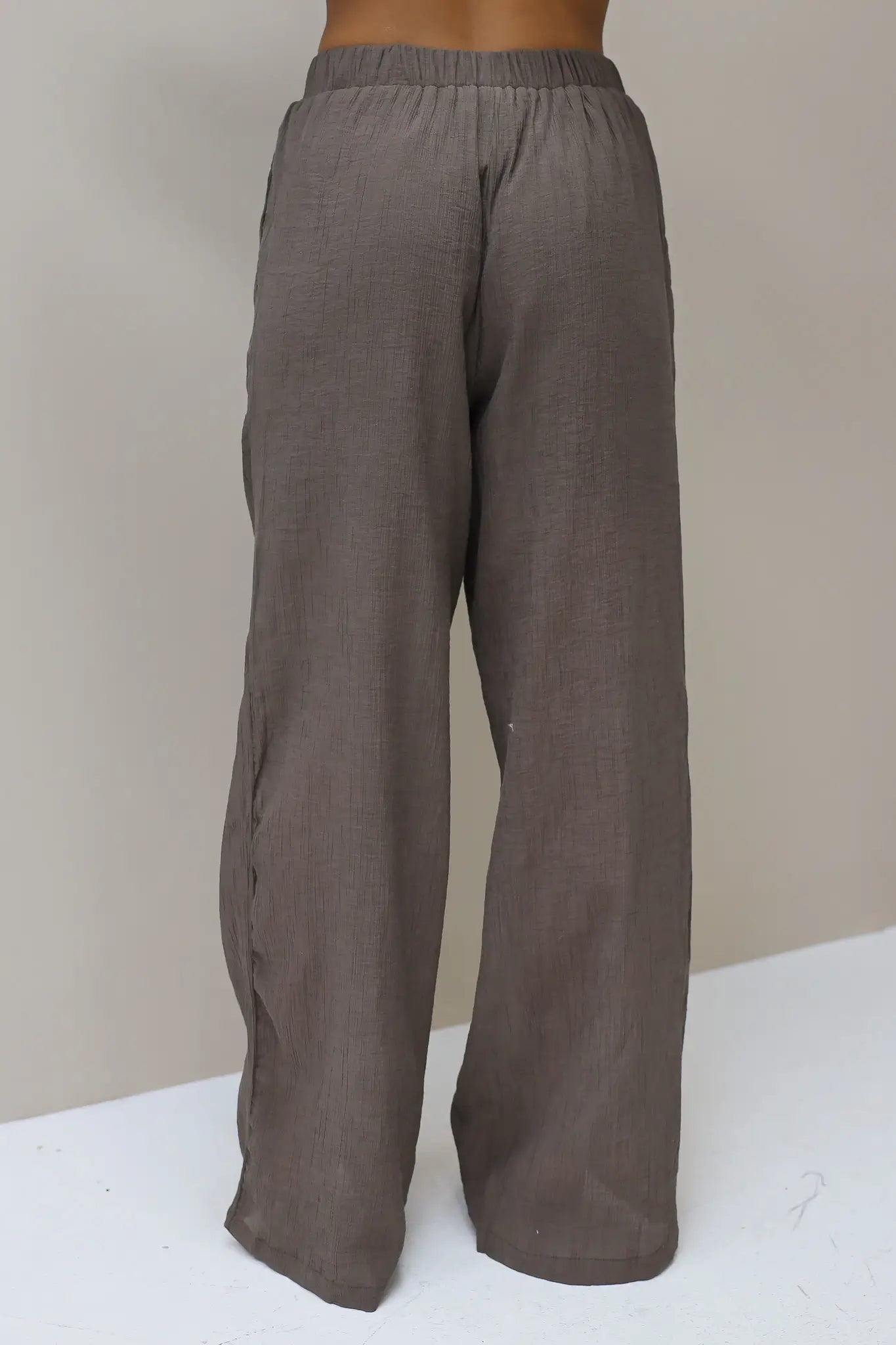 Losse rechte pantalon bruin dames broek structuur broek