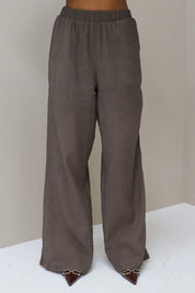 Losse rechte pantalon bruin dames broek structuur broek