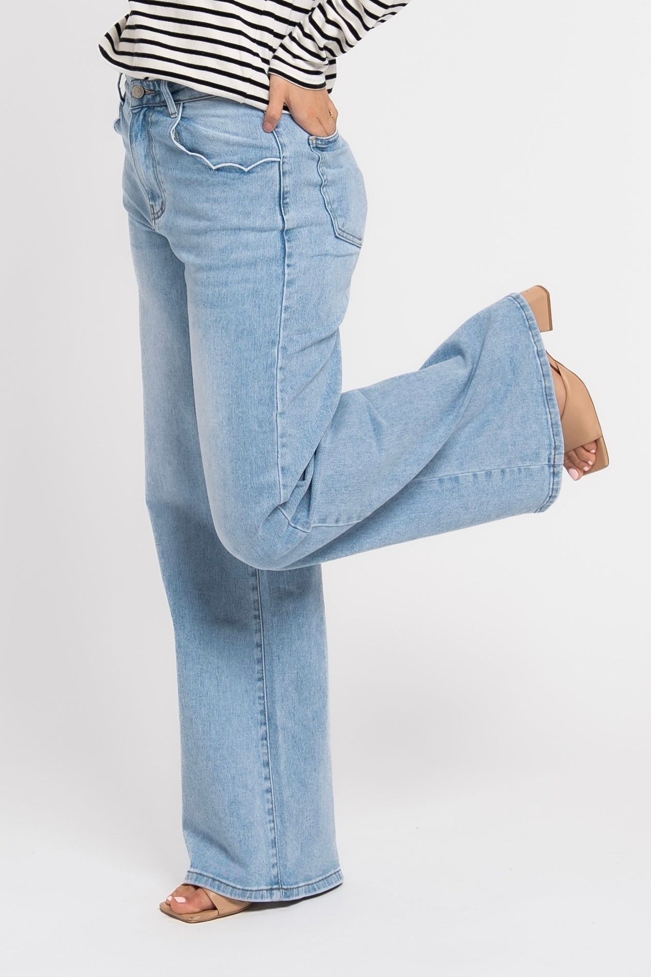 Jeans Wide Leg Stretch Licht Blauw 9197