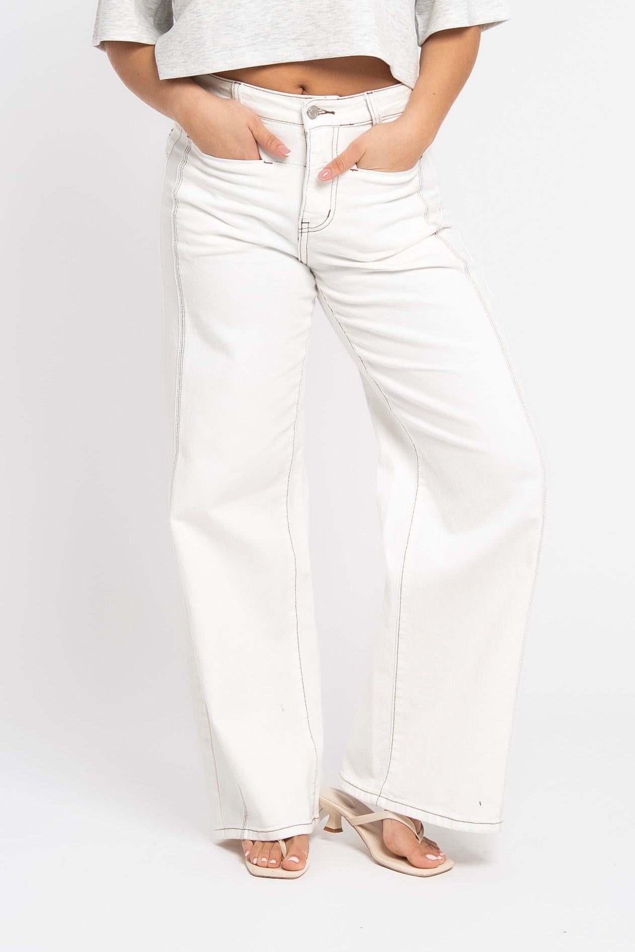Jeans Wide Leg Stretch Wit 9207-7