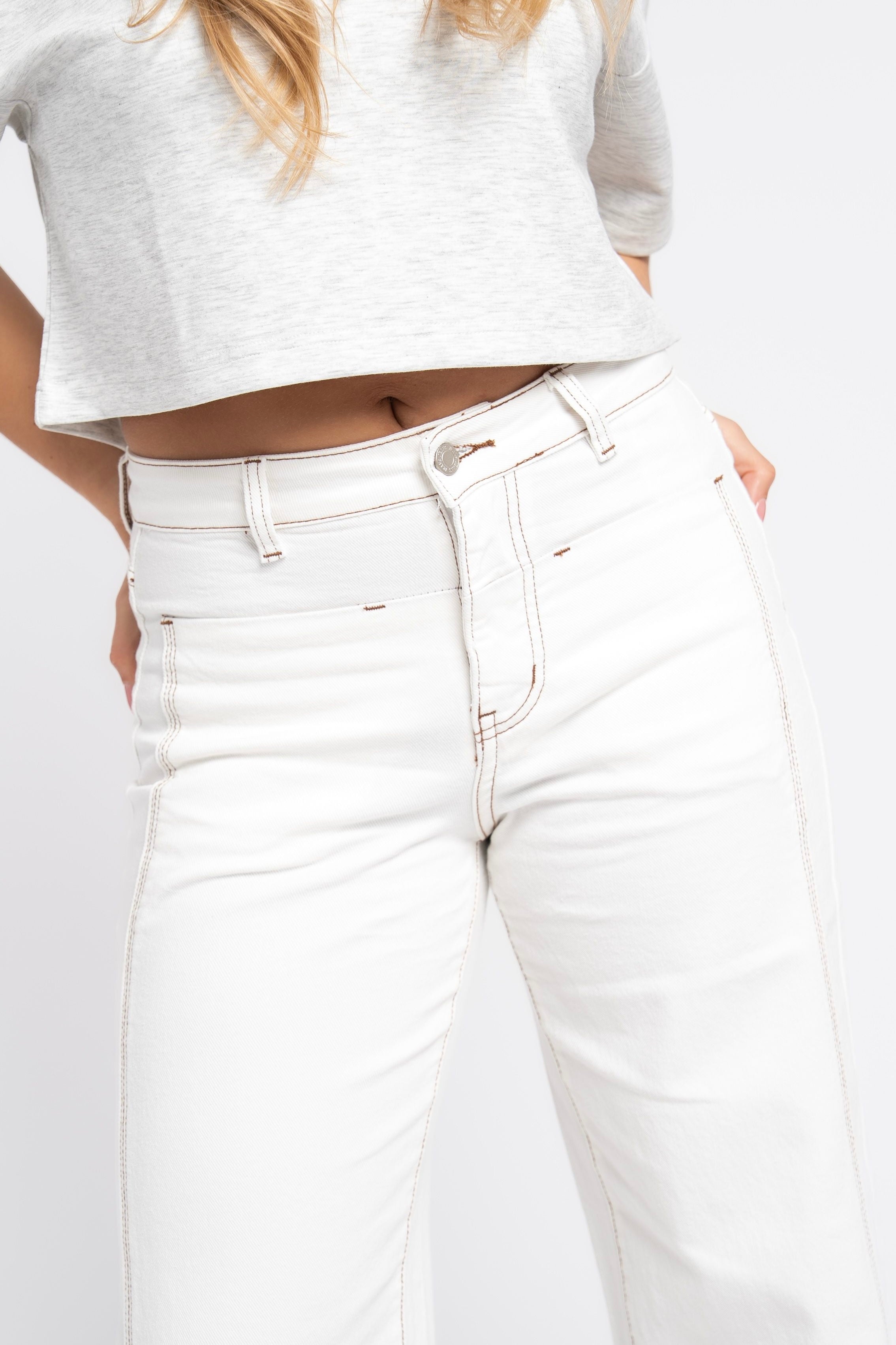 Jeans Wide Leg Stretch Wit 9207-7