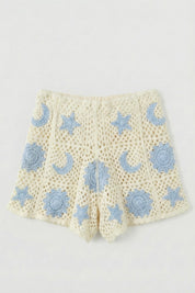 Short Gehaakt Beige/Blauw