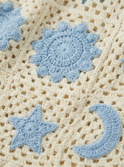 Short Gehaakt Beige/Blauw