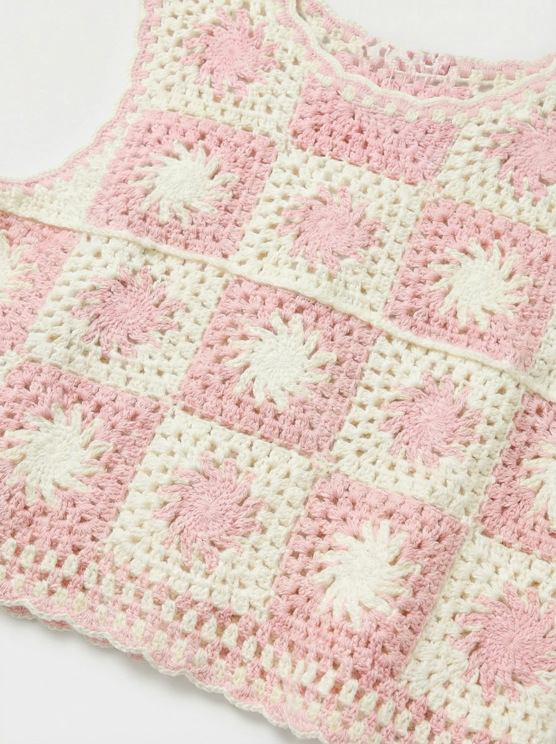 Top Gehaakt Beige/Roze