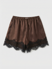 Satijnen Short met Kant Bruin/Zwart
