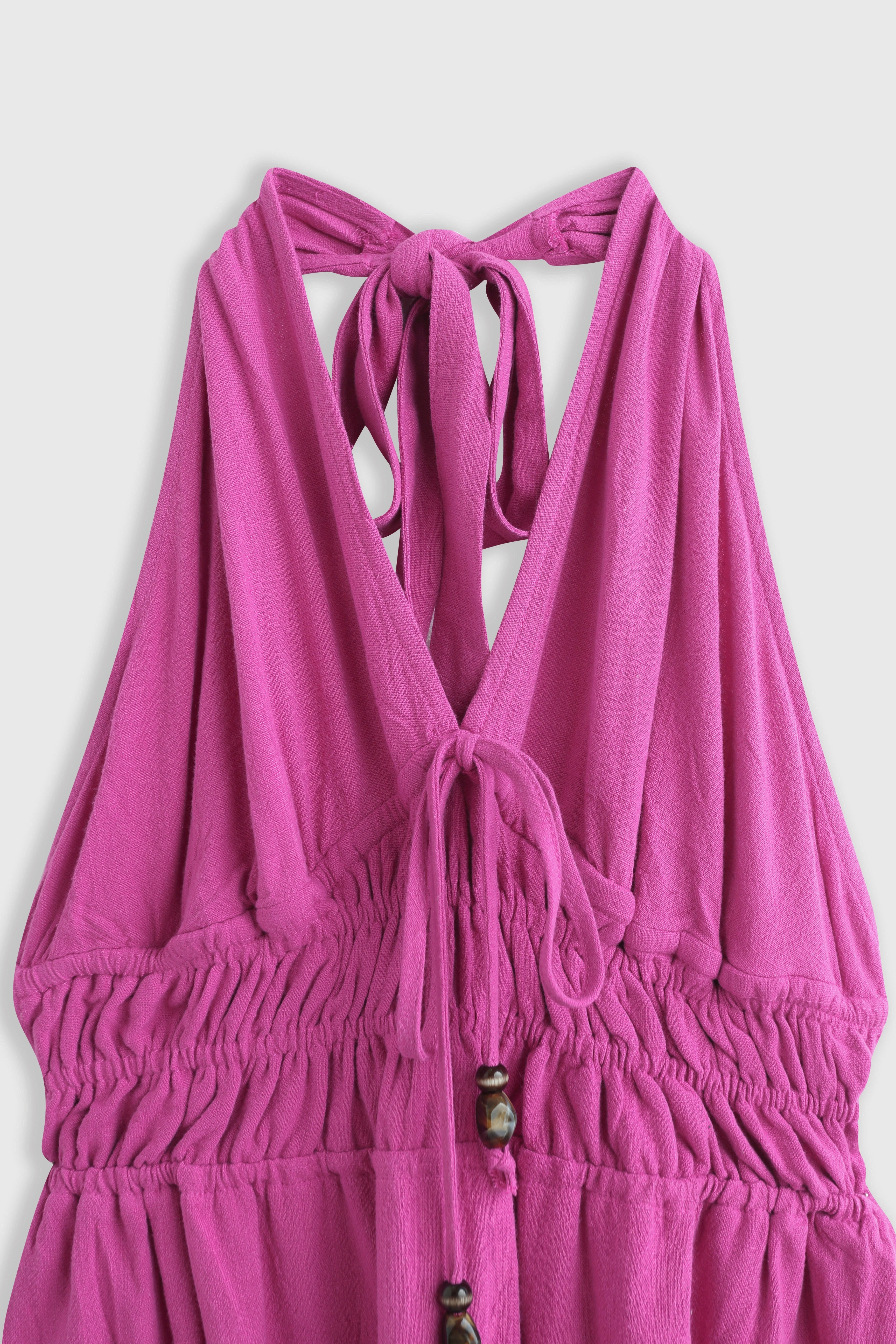 Maxi Jurk Linnen Fuchsia