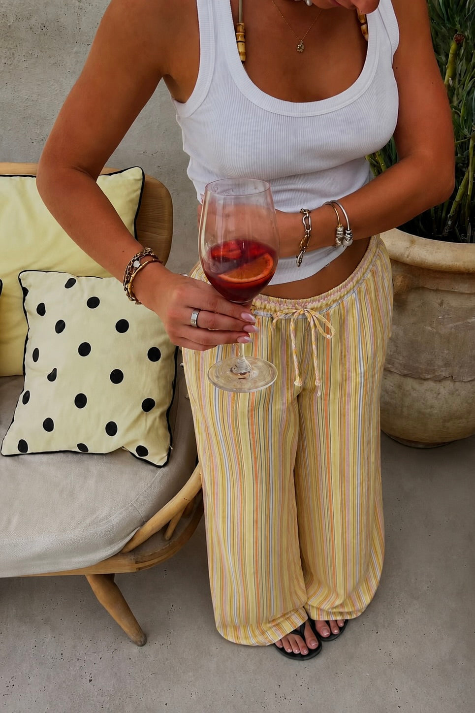 Pantalon Gestreept Geel