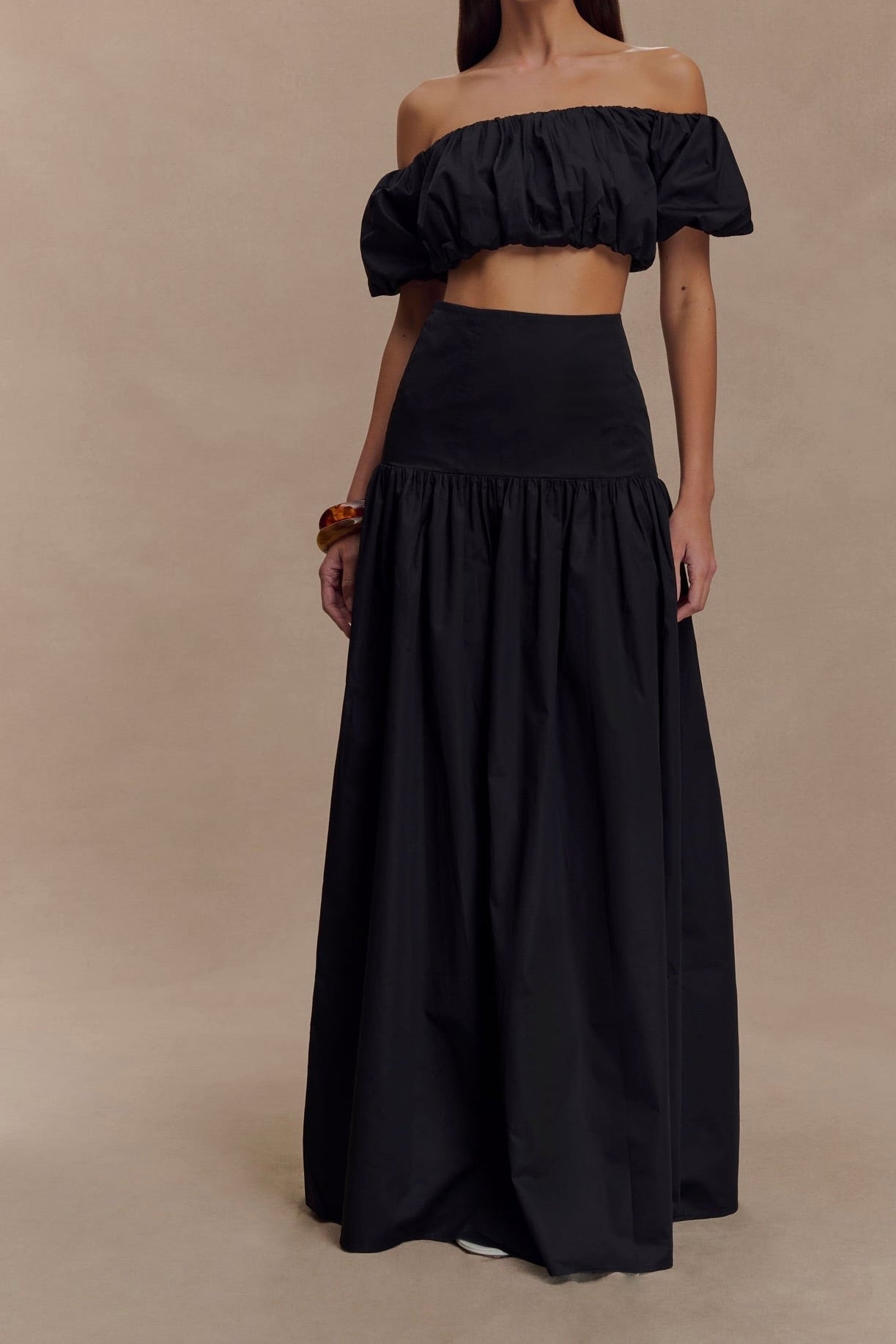 Crop Top Ballon Fit Zwart