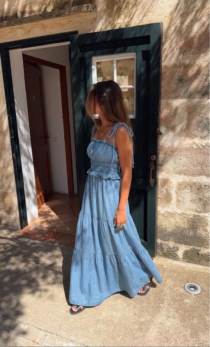 Maxi Jurk Denim Blauw