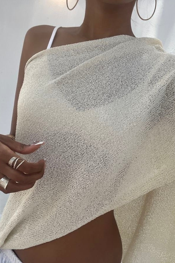 Top Asymmetrische Cape Crème