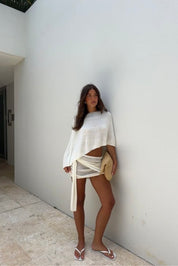 Top Asymmetrische Cape Crème