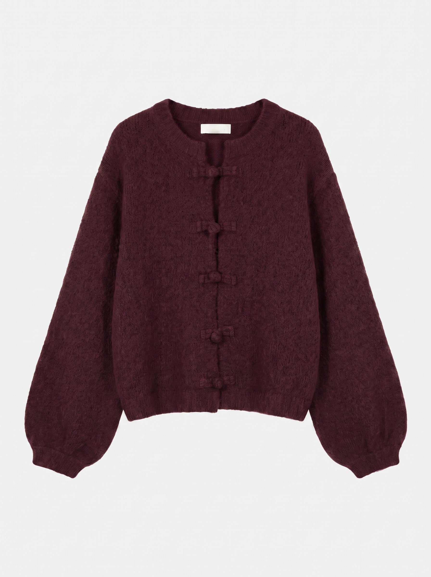 Trui Wol Knoopjes Bordeaux
