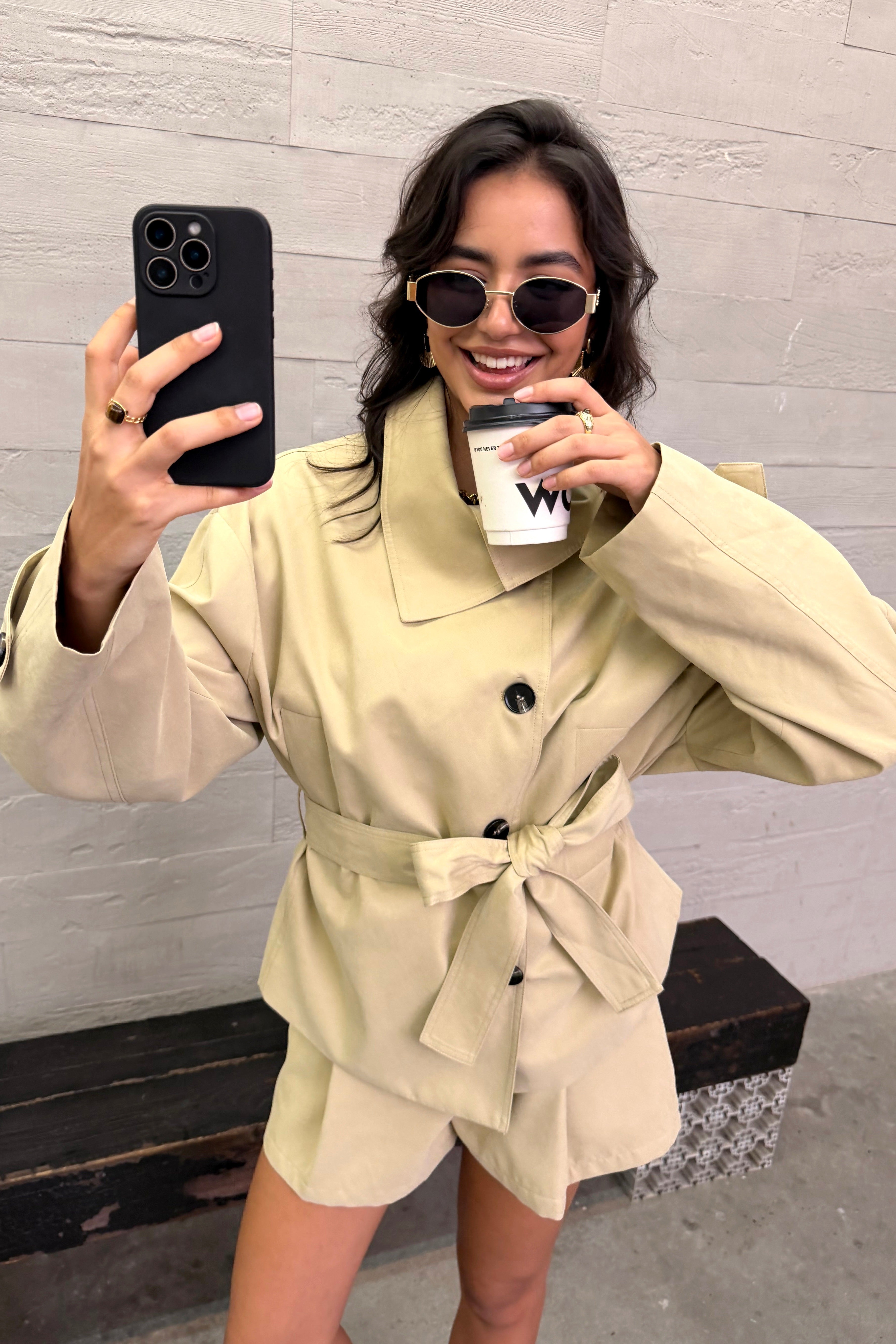 Trench Coat met Kraag Camel