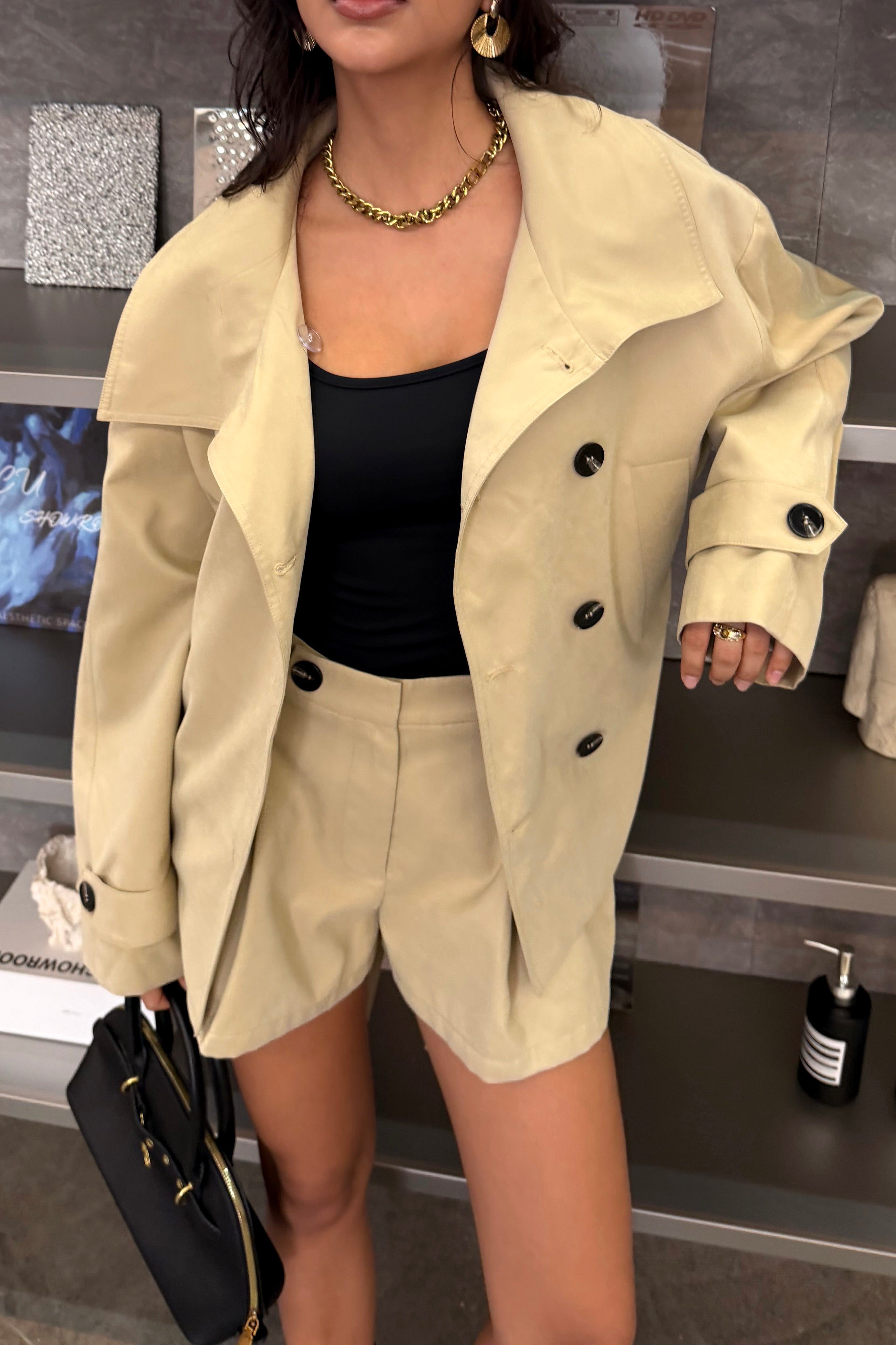 Trench Coat met Kraag Camel