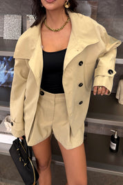 Short met Plooi + Knopen Camel