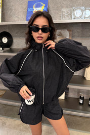 Short Sporty Rasterpatroon Zwart