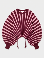 Trui Strepen Ballon Fit Bordeaux/Roze