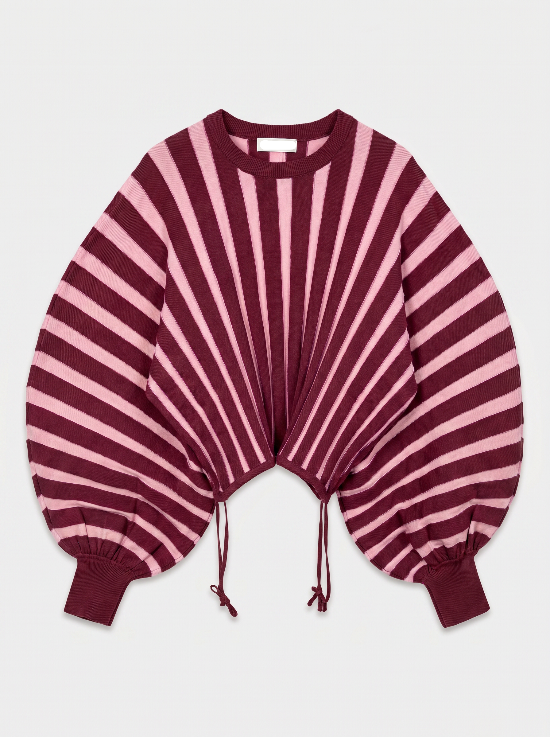 Trui Strepen Ballon Fit Bordeaux/Roze