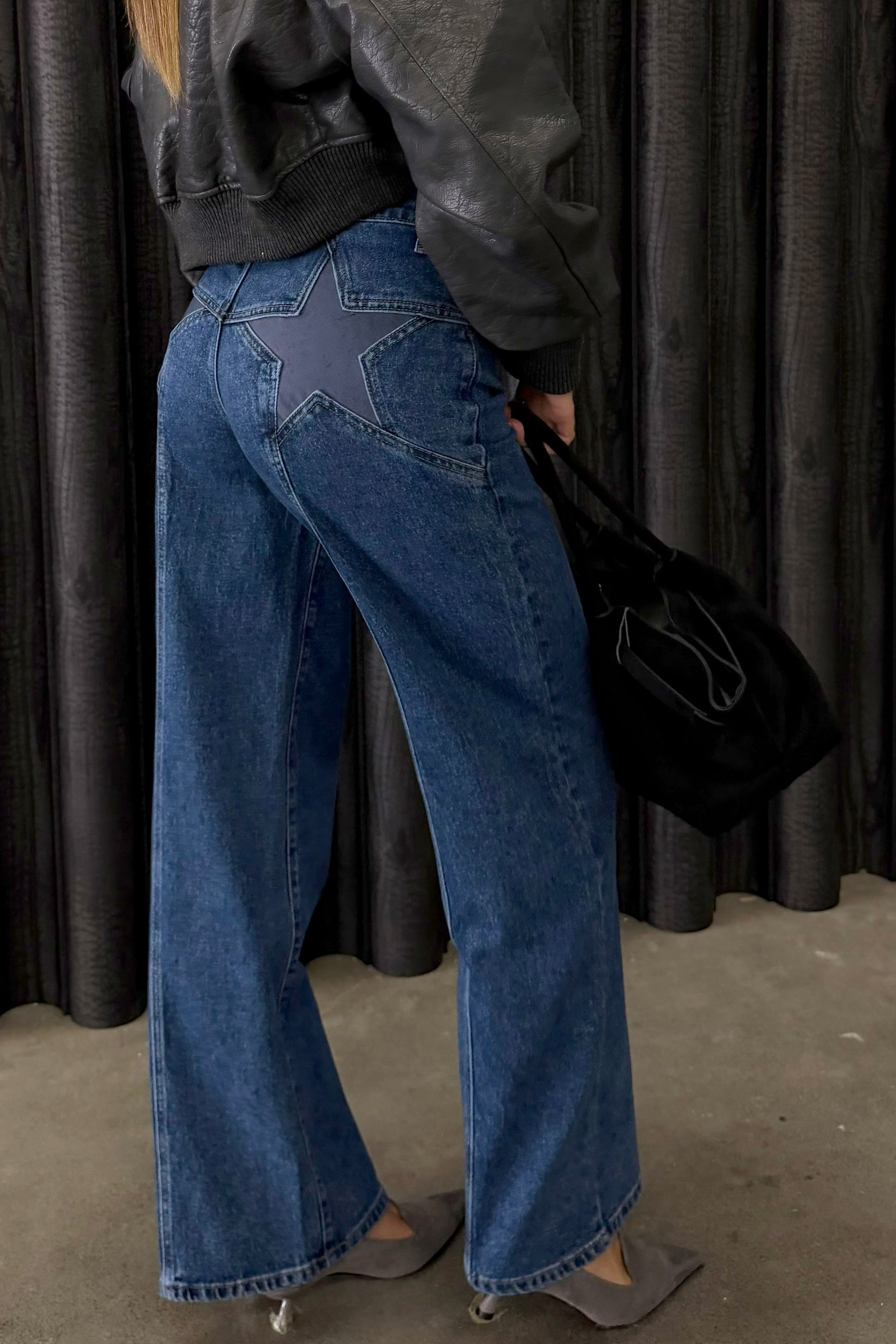 Wide Leg Jeans Mid Waist Sterren 2101-3