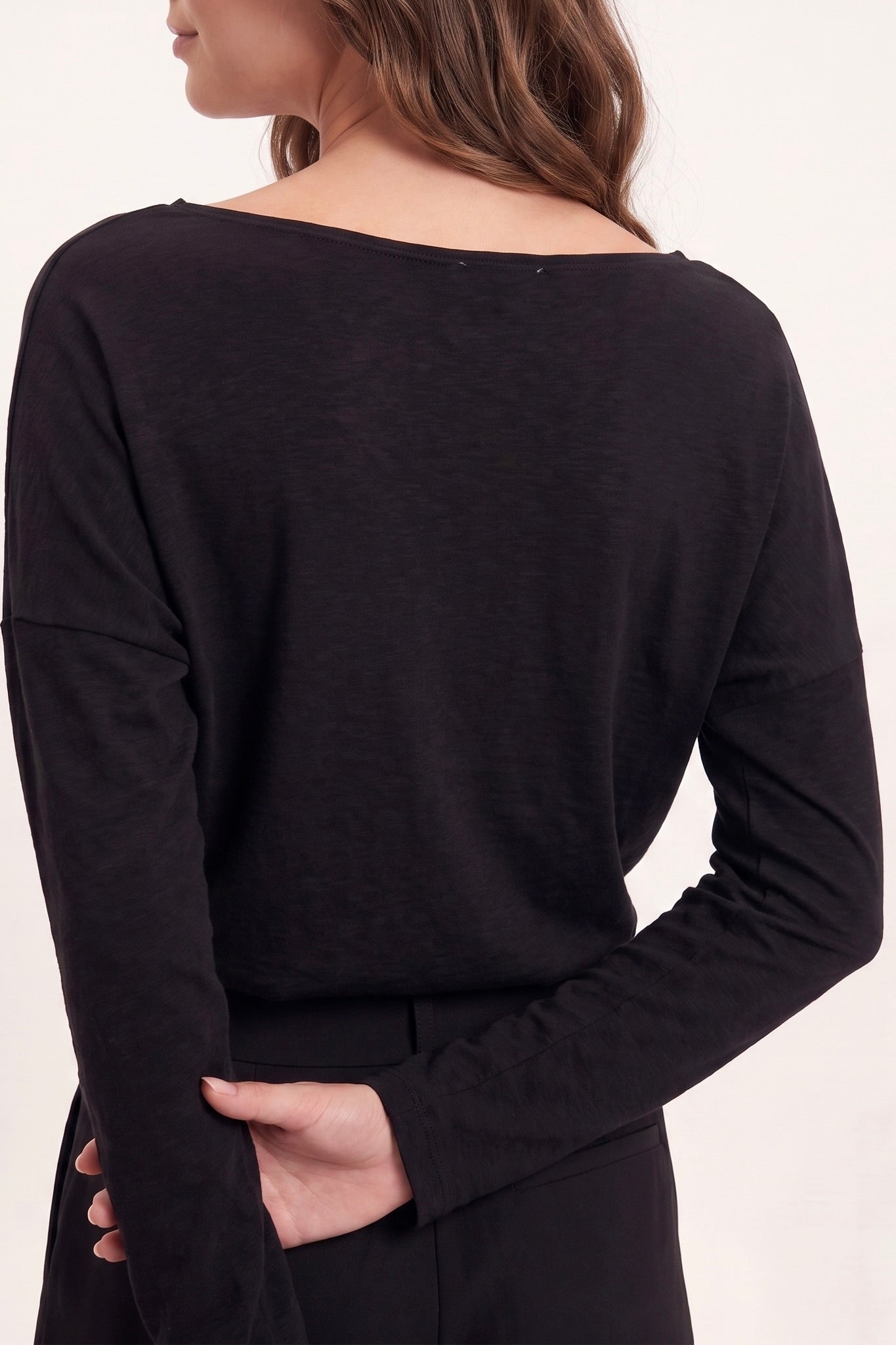 T-Shirt Lange Mouwen Split Zwart