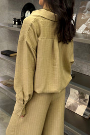 Blouse Strepen + Tanktop Olijf Groen