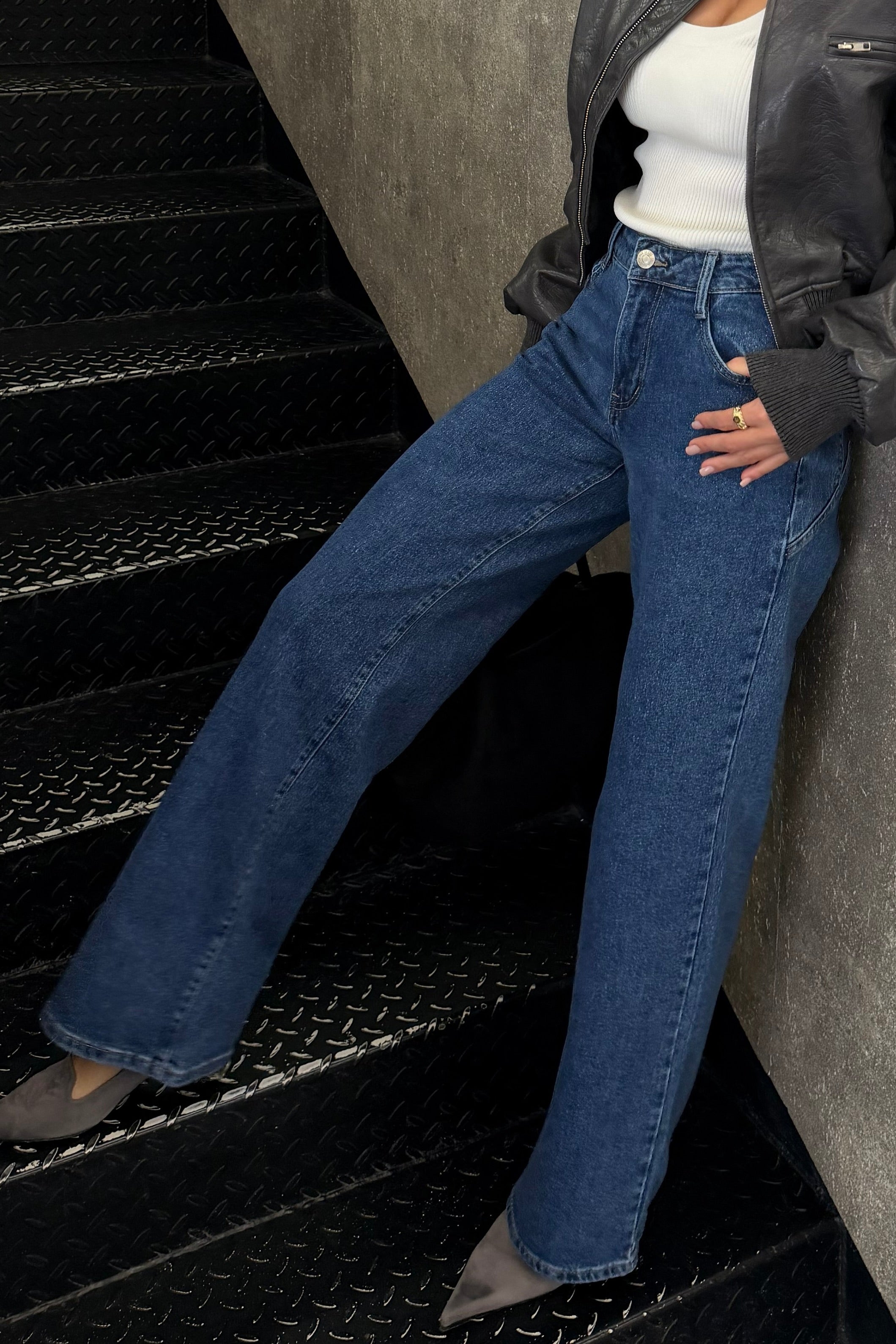 Wide Leg Jeans Mid Waist Sterren 2101-3