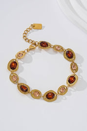 Armband Oval Stones Roze/Bruin