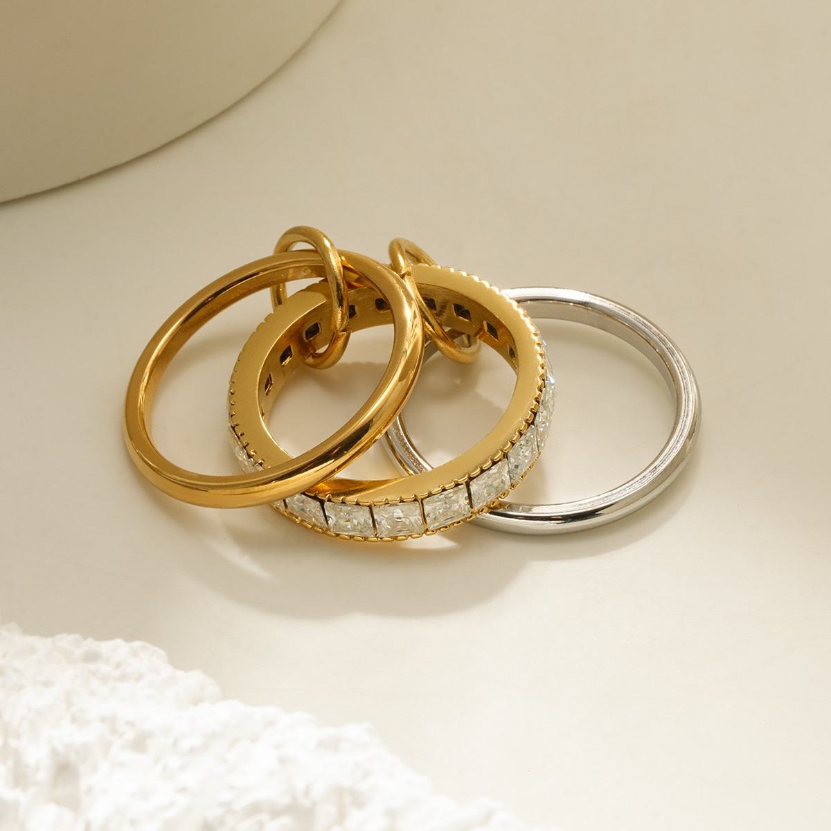 Ring Cube Layers Goud/Zilver