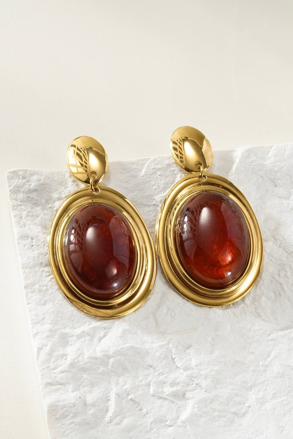 Oorbellen Amber Glow Goud/Bruin