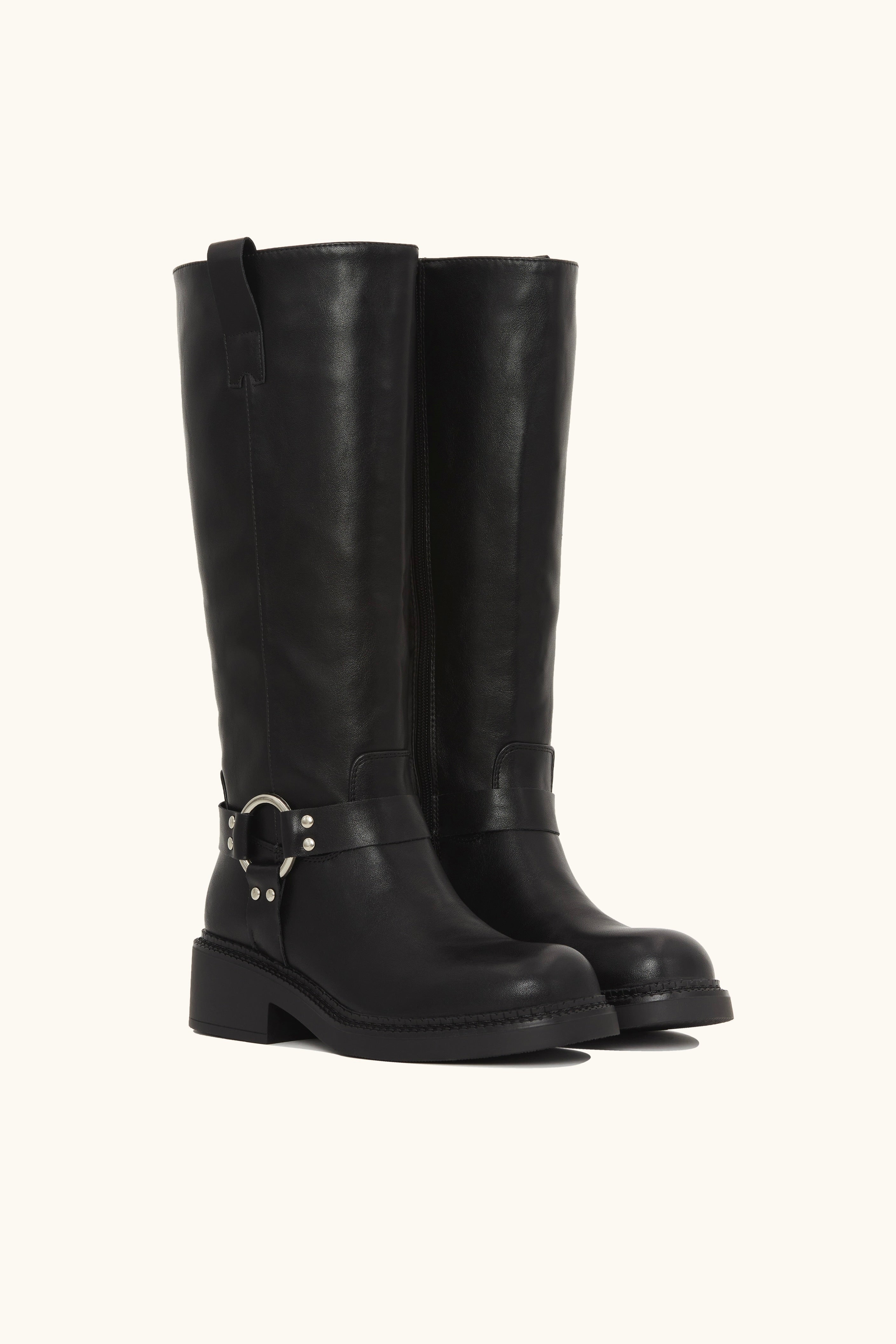 Biker Boots Faux Leather Zwart