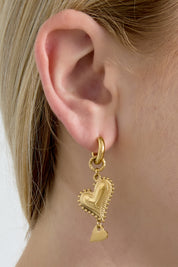 Oorbellen hangende hartjes goud stainless steel waterproof Yehwang Ladylike Fashion